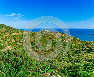 Scenic mountain landscape view in Pyrenees, near of Cadaques, Catalonia, Spain near of Barcelona, famous tourist destination in