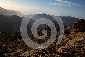 scenic mountain landscapes -natural park Roque Nublo - Gran Canaria, Spain