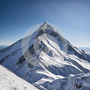 A scenic mountain peak covered in snow, AI generated