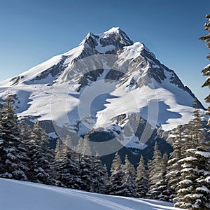 A scenic mountain peak covered in snow, AI generated