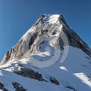 A scenic mountain peak covered in snow, AI generated