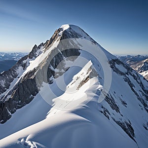 A scenic mountain peak covered in snow, AI generated