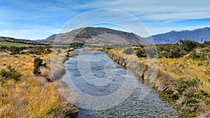 Scenic mountain ranges used for filming Lord of the Ring, in Ashburton Lakes, New Zealand