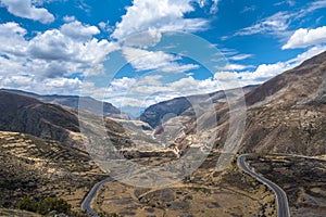 Scenic mountain road in the Andes, Peru