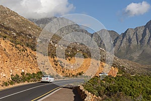 Scenic mountain road and cars in South Africa