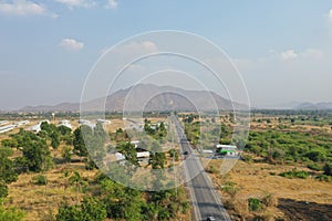 Scenic mountain road view in Lopburi Thailand