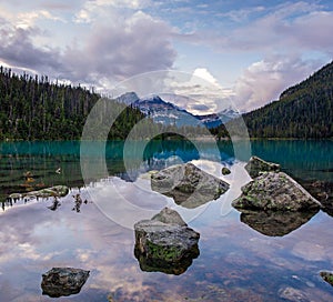 Scenic Mountain sunset view at Joffre Lake