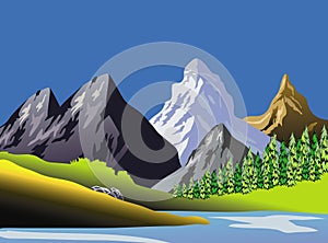 Scenic Mountaineous Landscape Art photo