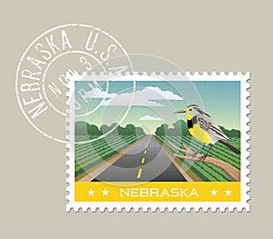 Scenic Nebraska farmland with Meadowlark.