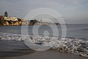 Scenic Newport Beach landscape Pacific Ocean waves and clouds