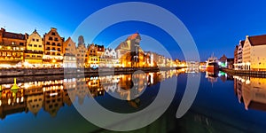 Night panorama of the Old Town of Gdansk, Poland