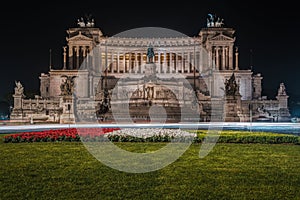 Scenic night view with illuminated Vittoriano (Altare della Patria), Rome, Italy