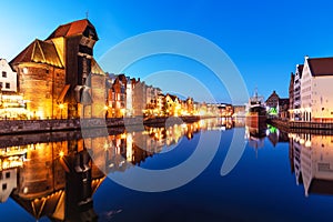 Night view of the Old Town of Gdansk, Poland