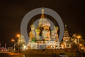 Scenic night view of the St. Basil's Cathedral,