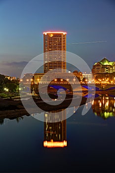 Scenic nighttime downtown vista