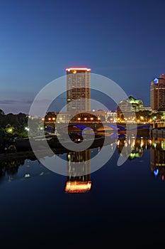 Scenic nighttime downtown vista