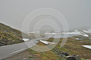Scenic Norwegian road through magnificent landscape