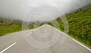 Scenic Norwegian road through magnificent landscape