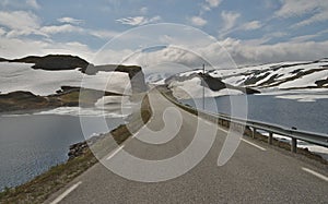 Scenic Norwegian road through magnificent landscape