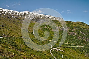 Scenic Norwegian road through magnificent landscape