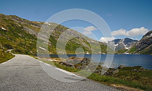 Scenic Norwegian road through magnificent landscape