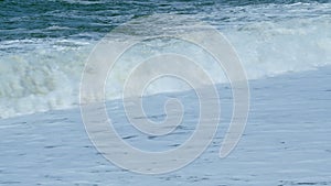 Scenic Ocean Coastline. Wavey Sea Motion With Storm With A Day. Sea Waves And A Strong Storm. Real time.