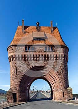 scenic old bridge gate at river Main, the so called Maintor in Miltenberg, Germany