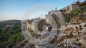 Scenic old ruins of deserted Lifta village near Jerusalem, Israel.