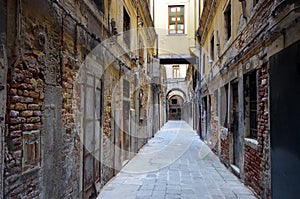 Scenic old streets in Venice, the lagoon of Italy