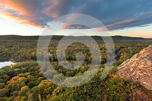 Scenic overlook of Big Carp River, Porcupine Mountains Michigan, USA