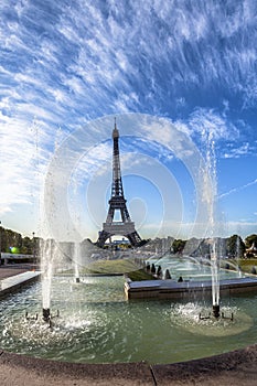 Scenic panorama of the Eiffel Tower in Paris, France