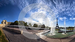 Scenic panorama of the Eiffel Tower in Paris, France