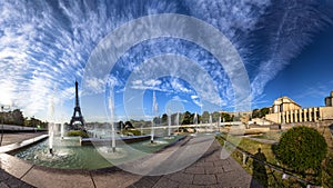 Scenic panorama of the Eiffel Tower in Paris, France