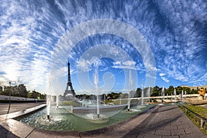 Scenic panorama of the Eiffel Tower in Paris, France