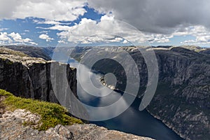 Scenic panorama of Lysefjorden, Norway in summer