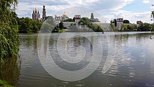 Scenic panorama of Novodevichy convent, Moscow, Russia