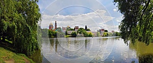 Scenic panorama of Novodevichy convent, Moscow, Russia