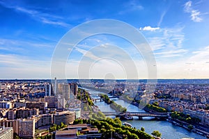 Scenic panorama of Paris from Eiffel`s tower photo