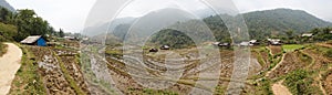 Scenic panorama of rice field terraces