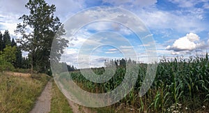 Scenic panorama view of beautiful natural landscape under a cloudy sky