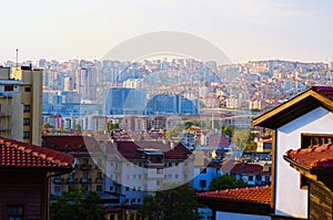 Scenic panoramic landscape view of Ankara. Downtown area of the city of Ankara. A lot of modern high-rise residential buildings