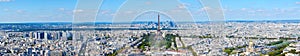 Scenic panoramic view from above on Eiffel Tower, Champ de Mars, Paris, France