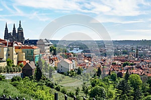 Scenic panoramic view of  historical center of Prague, Czech Republic