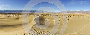 Scenic Panoramic View Mesquite Sand Dunes and Arid Desert Landscap