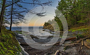 Scenic panoramic view of the ocean and Jack Point and Biggs Park