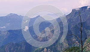 scenic panoramic view of palani mountains from kodaikanal hill station, popular tourist destination is located in tamilnadu