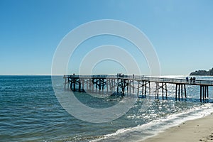 Scenic Paradise Cove pier vista in Malibu, Southern California