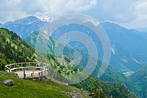 Scenic paradisiac landscape view of Albanian Alps mountains