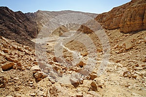 Scenic path descending into the desert valley, Israel