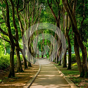 Scenic pathways meander through Thailands serene public parks